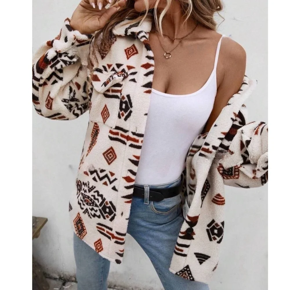 Boho Aztec Teddy Jacket - Picture 5 of 5